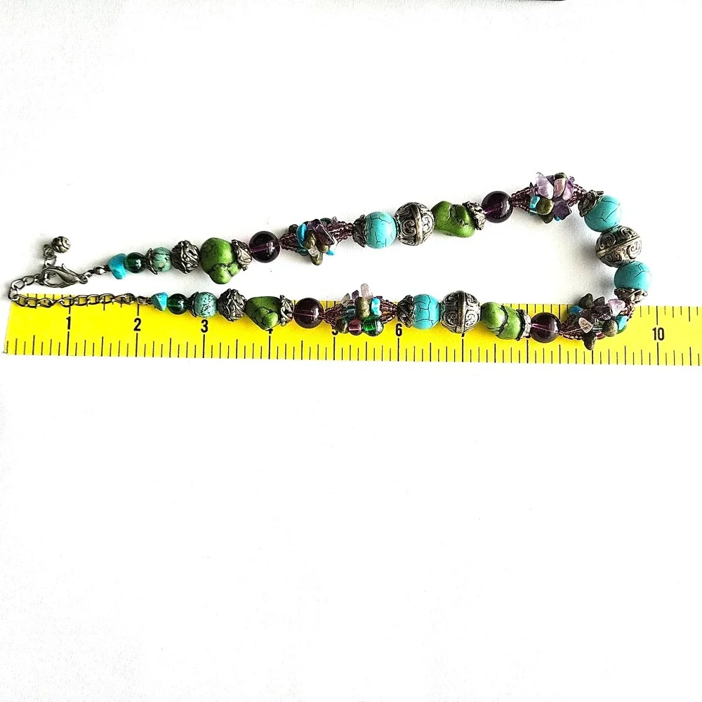 Vintage Turquoise Color Beaded Necklace 16